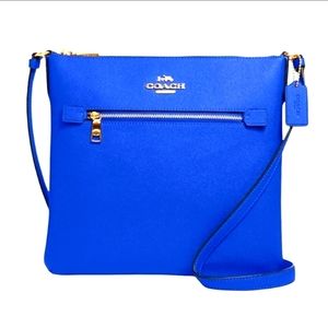 Coach Rowan File Crossgrain Leather Crossbody Sport Blue Bag C1556